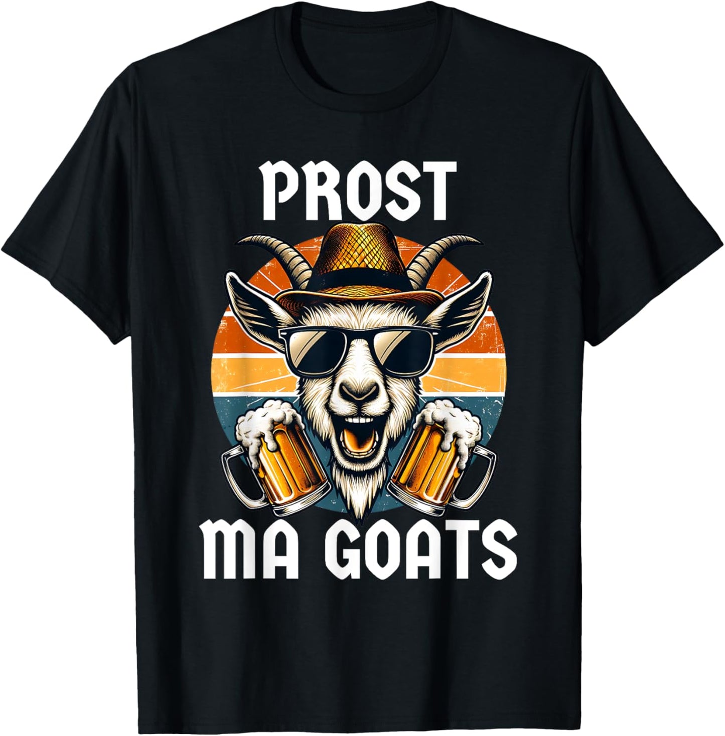 Funny Oktoberfest Prost Ma Goats Beer Festival Men Women T-Shirt - T-Shirt | Black