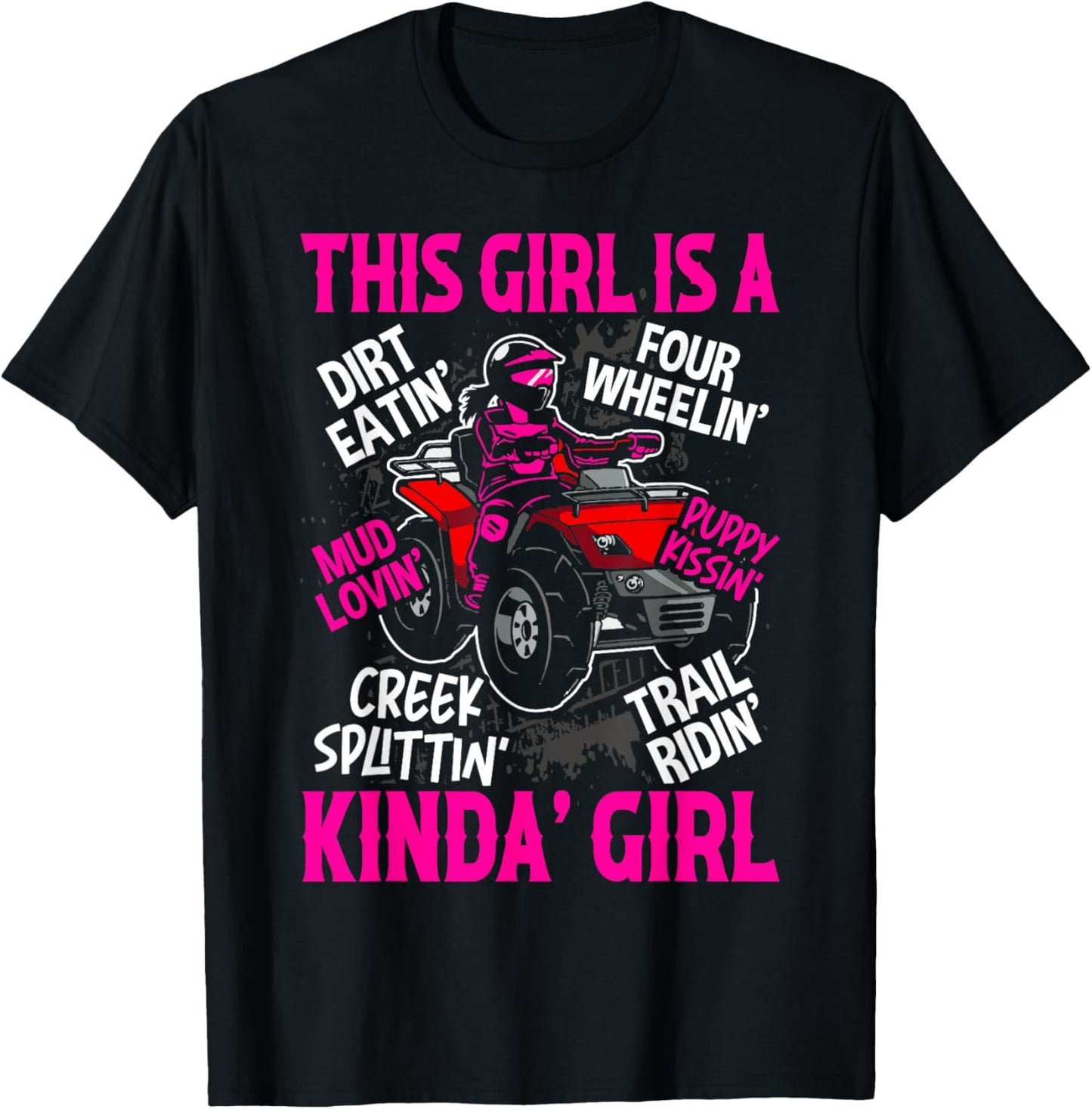 Girl Off-Road Racing Four-Wheeler 4x4 Wheel Quad Bike Racer T-Shirt - T-Shirt | Black