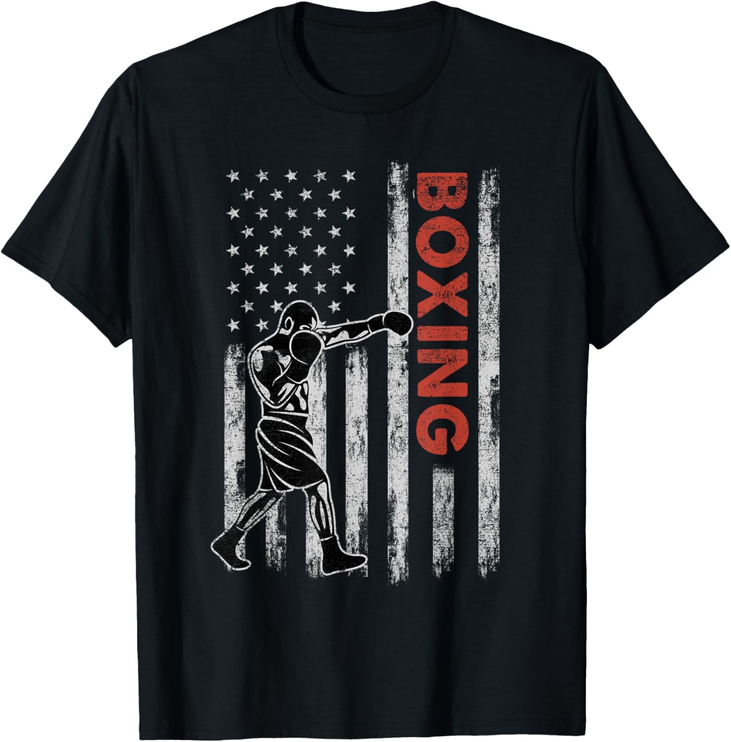 Boxing Lovers Vintage American Flag 4th Of July Gift Kids Men T-Shirt - T-Shirt | Black