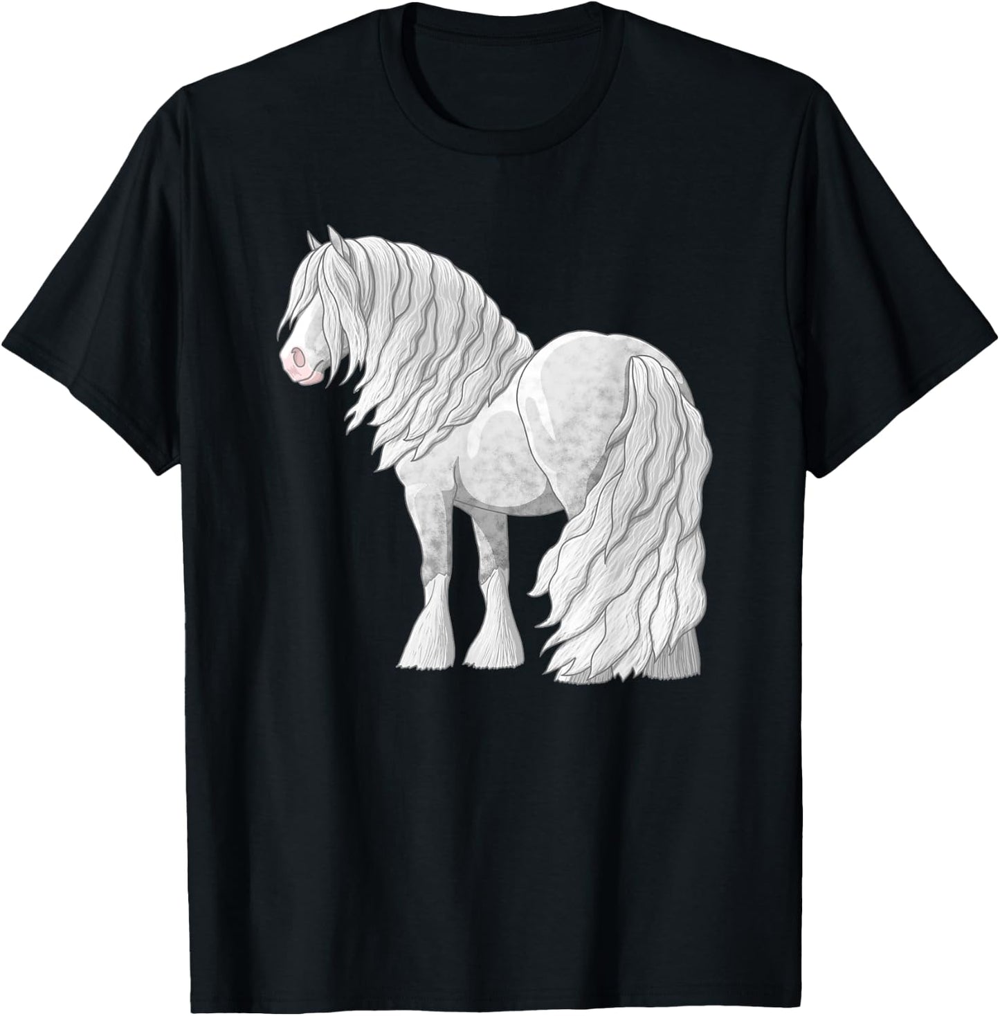 White Dapple Gray Gypsy Vanner Irish Cob Draft Horse T-Shirt - T-Shirt | Black