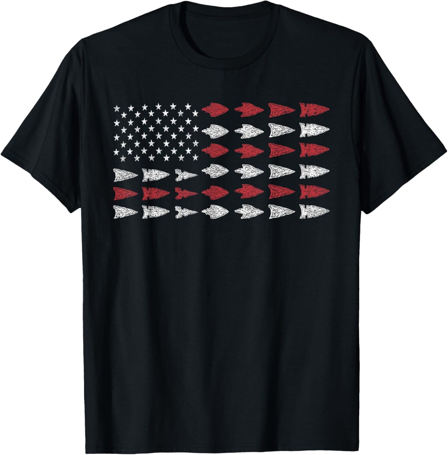 Arrowhead Hunting USA Flag Arrowhead Hunter T-Shirt - T-Shirt | Black