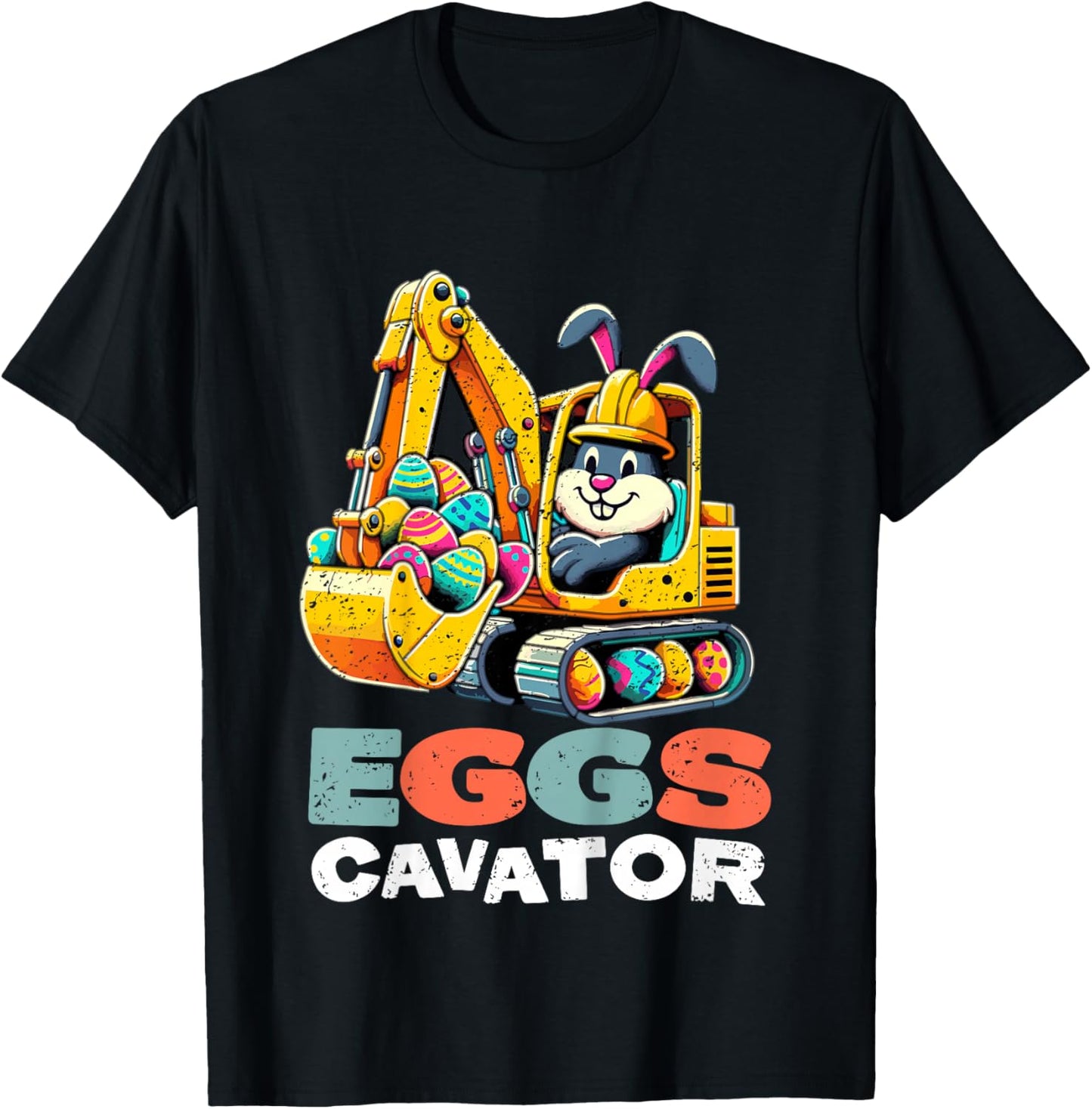 Kids Eggs Cavator Easter Bunny Excavator Boys T-Shirt - T-Shirt | Black