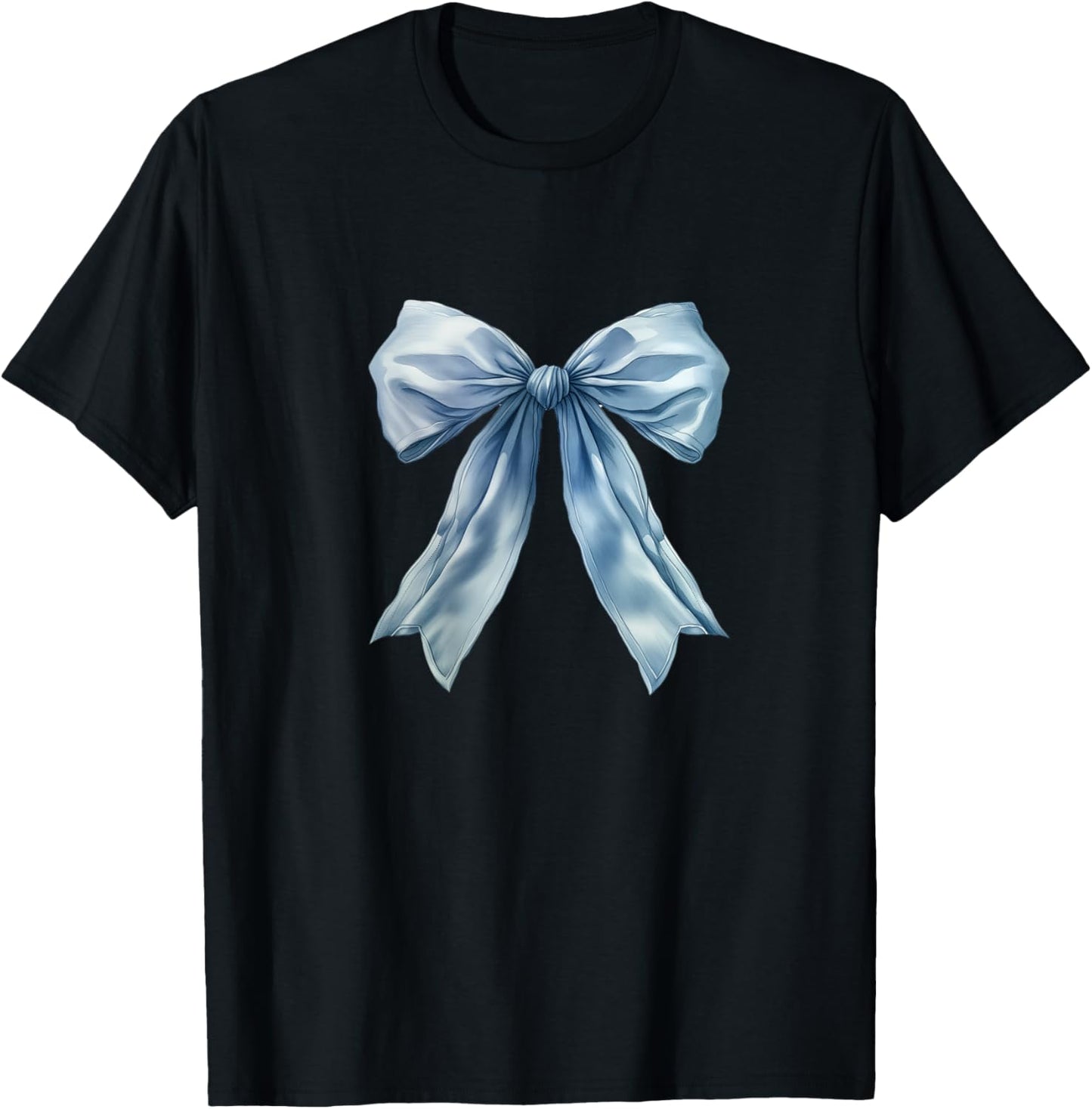 Baby Blue Bow Cute Coquette y2k Clean Girl Aesthetic Women T-Shirt - T-Shirt | Black