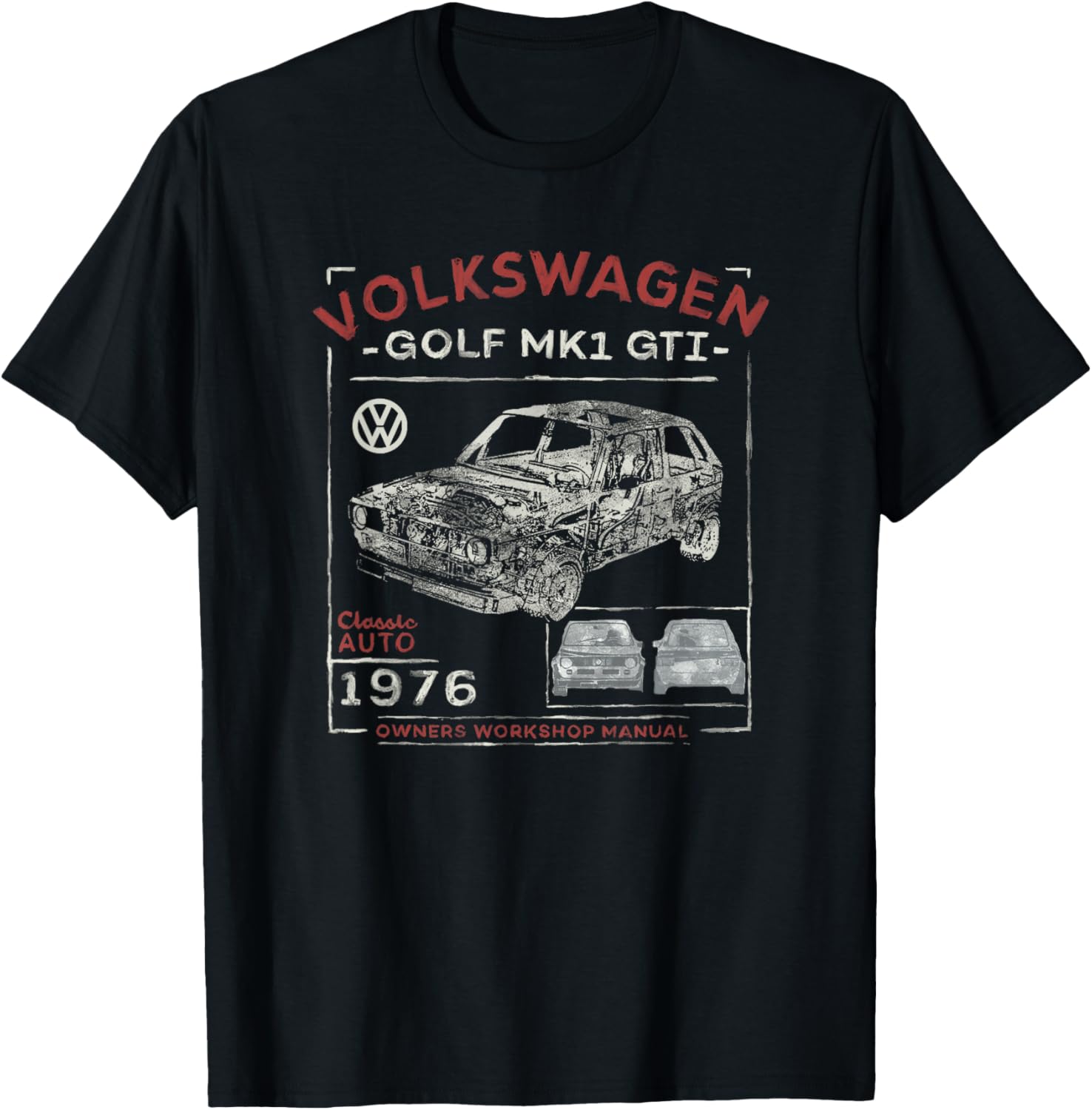 Volkswagen Golf MK1 GTI Owners Workshop Manual T-Shirt - T-Shirt | Black