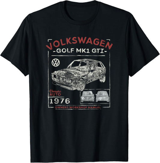Volkswagen Golf MK1 GTI Owners Workshop Manual T-Shirt - T-Shirt | Black