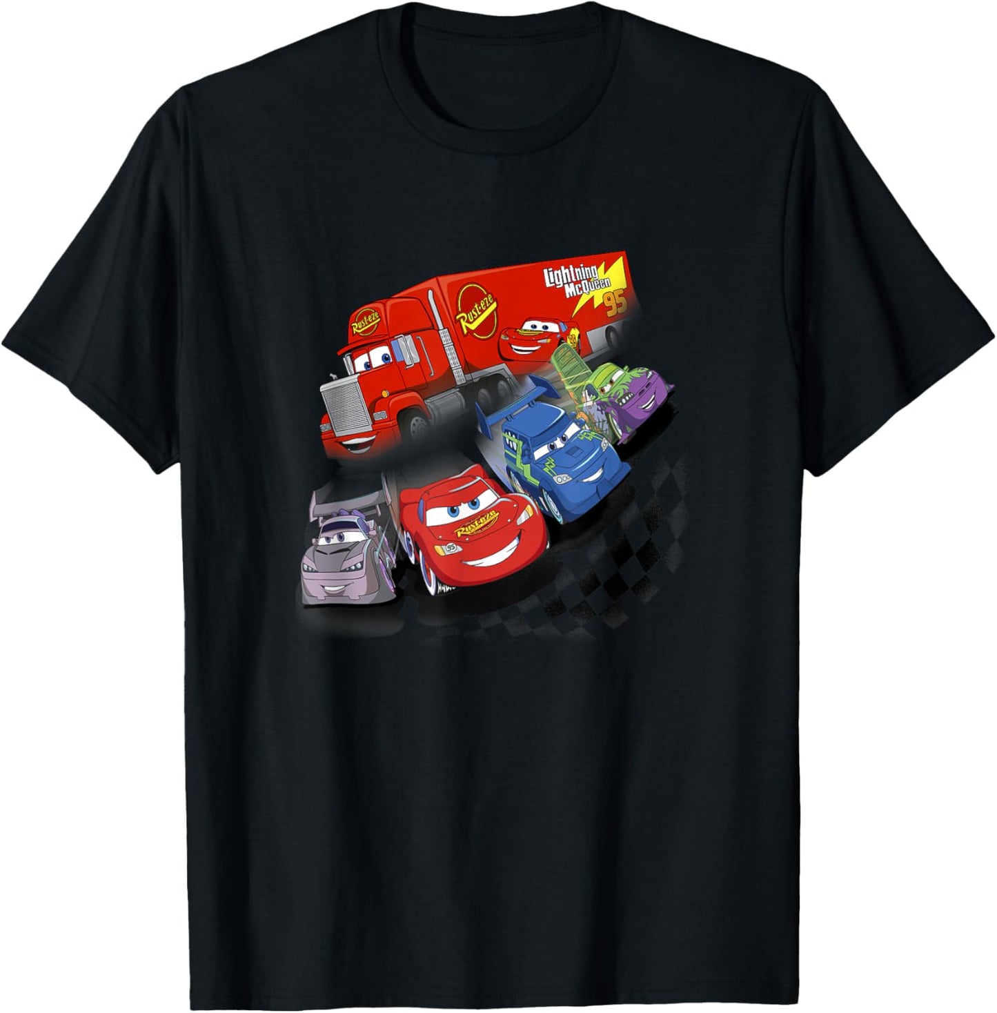 Disney Pixar Cars Mac & Lightning VS Delinquent Road Hazards T-Shirt - T-Shirt | Black