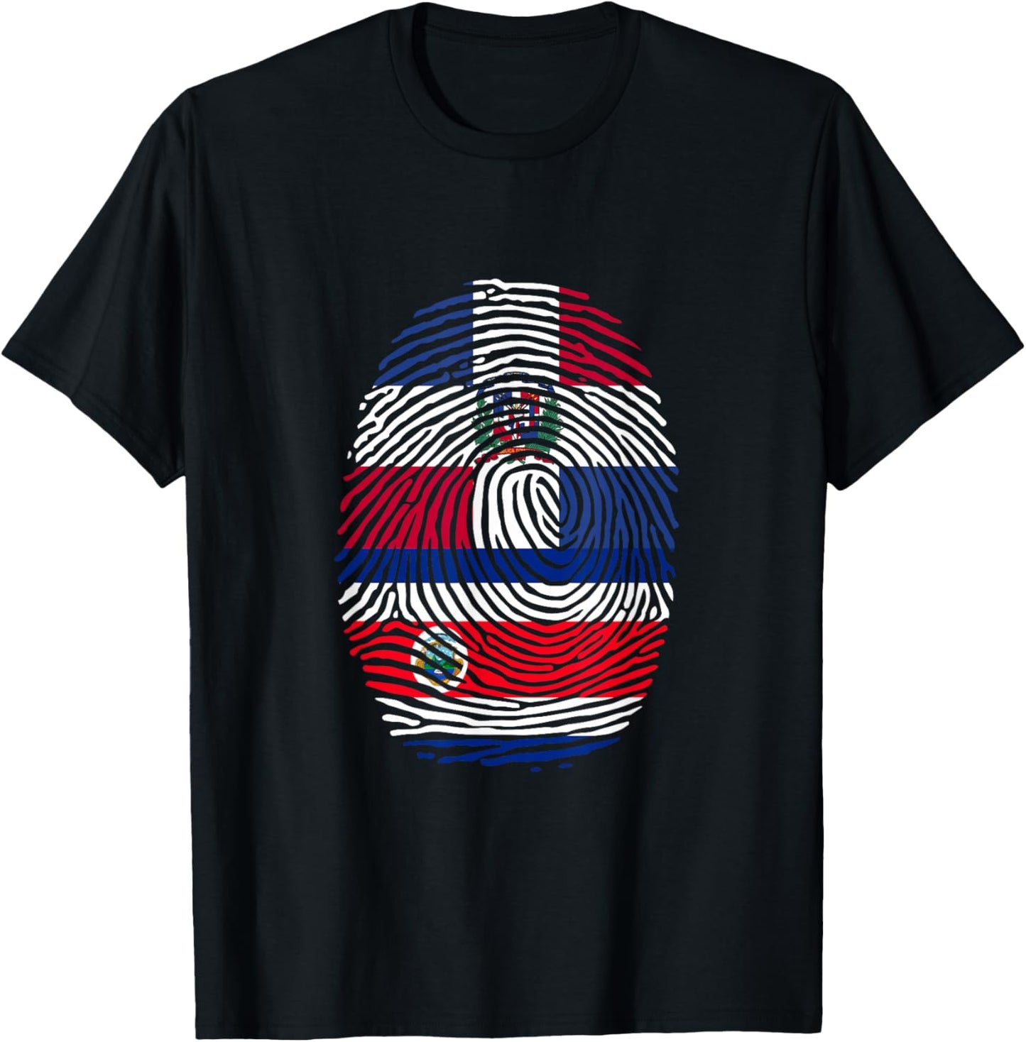 Dominican & Costa Rica Fingerprint Dominicana Costa Rican T-Shirt - T-Shirt | Black