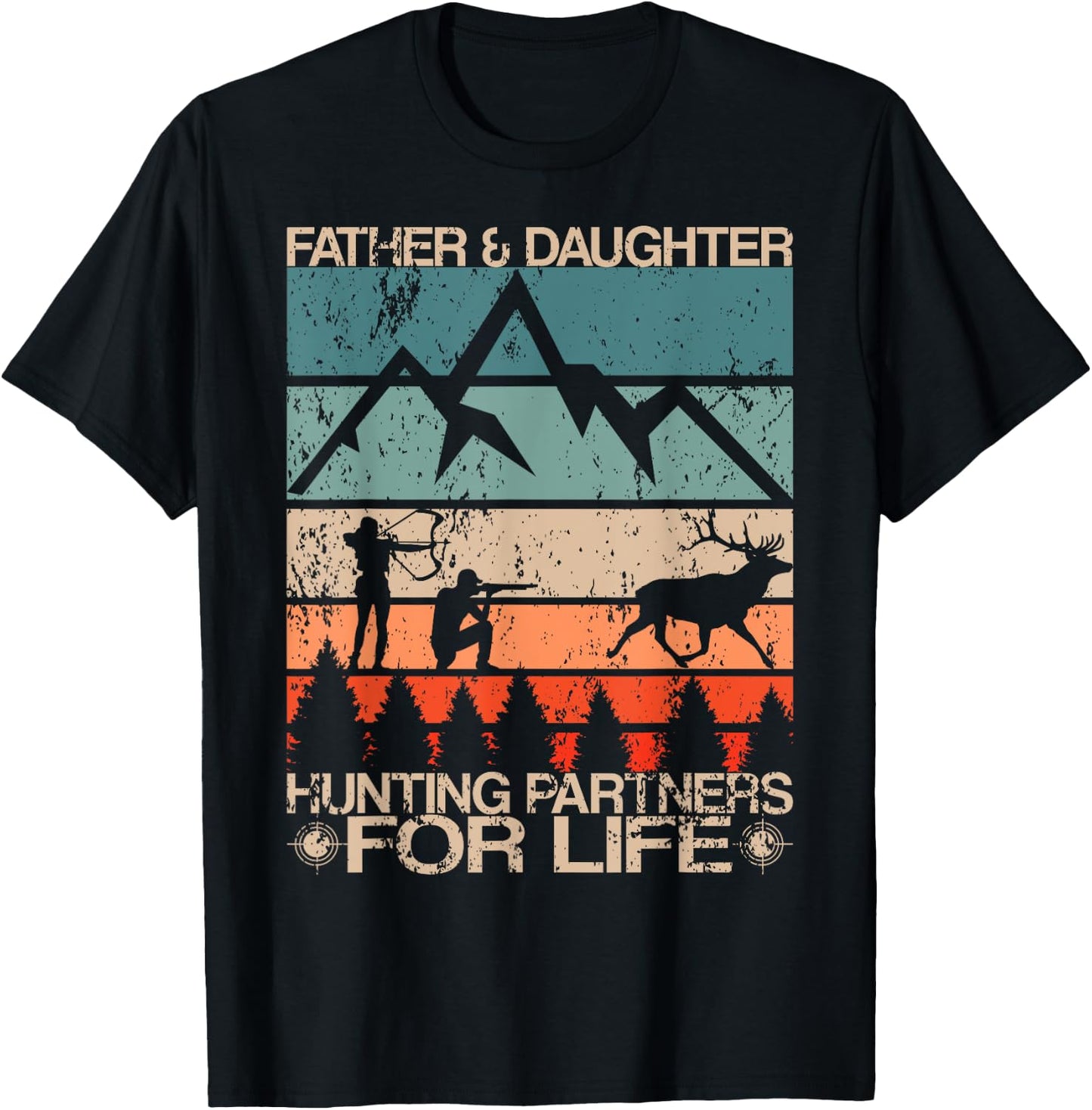 Father Daughter Hunting Partners For Life Retro Dad Hunters T-Shirt - T-Shirt | Black