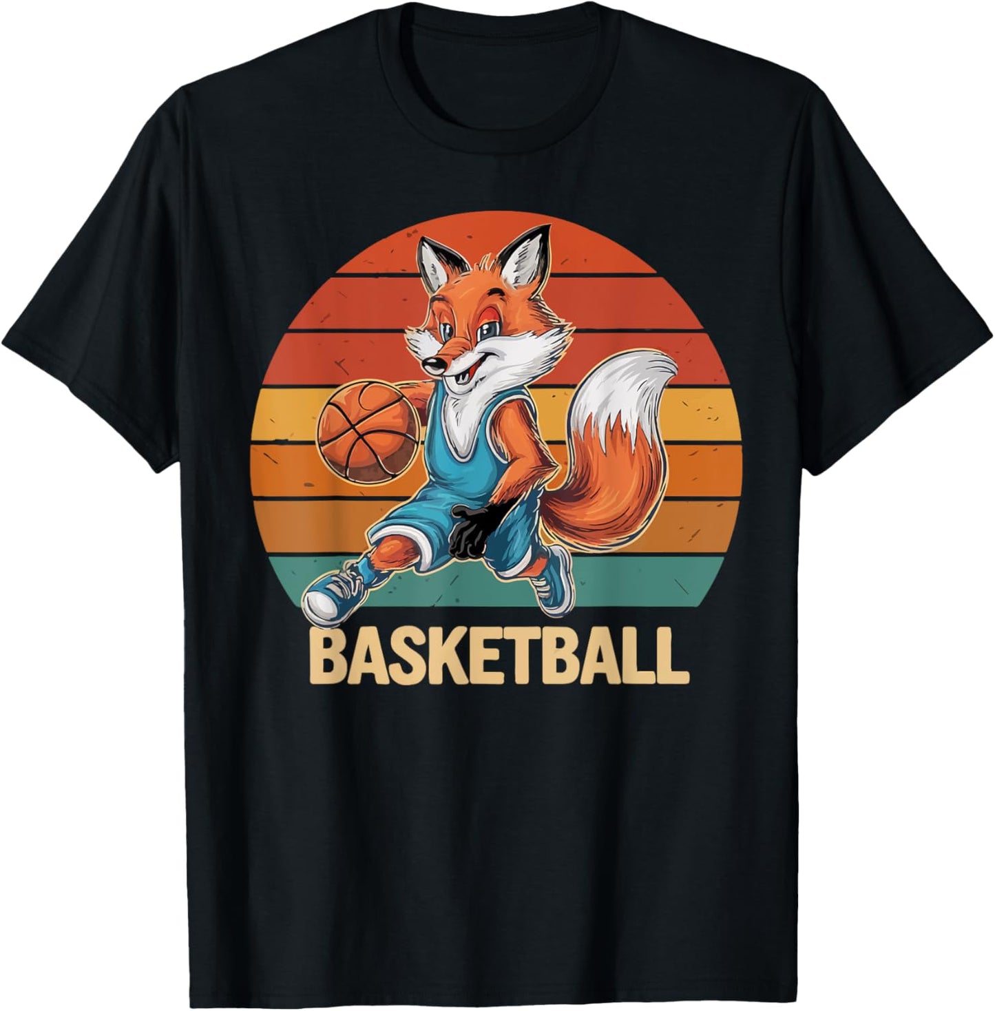 Vintage The fox Playing Basketball The fox lovers basketball T-Shirt - T-Shirt | Black