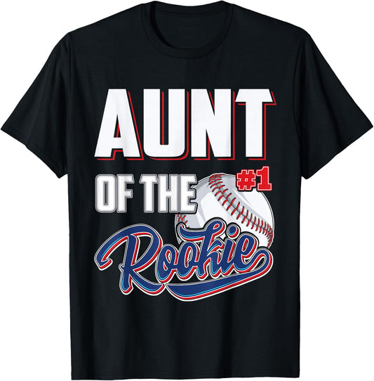Aunt of Rookie 1 Years old Team 1st Birthday Baseball T-Shirt - T-Shirt | Black