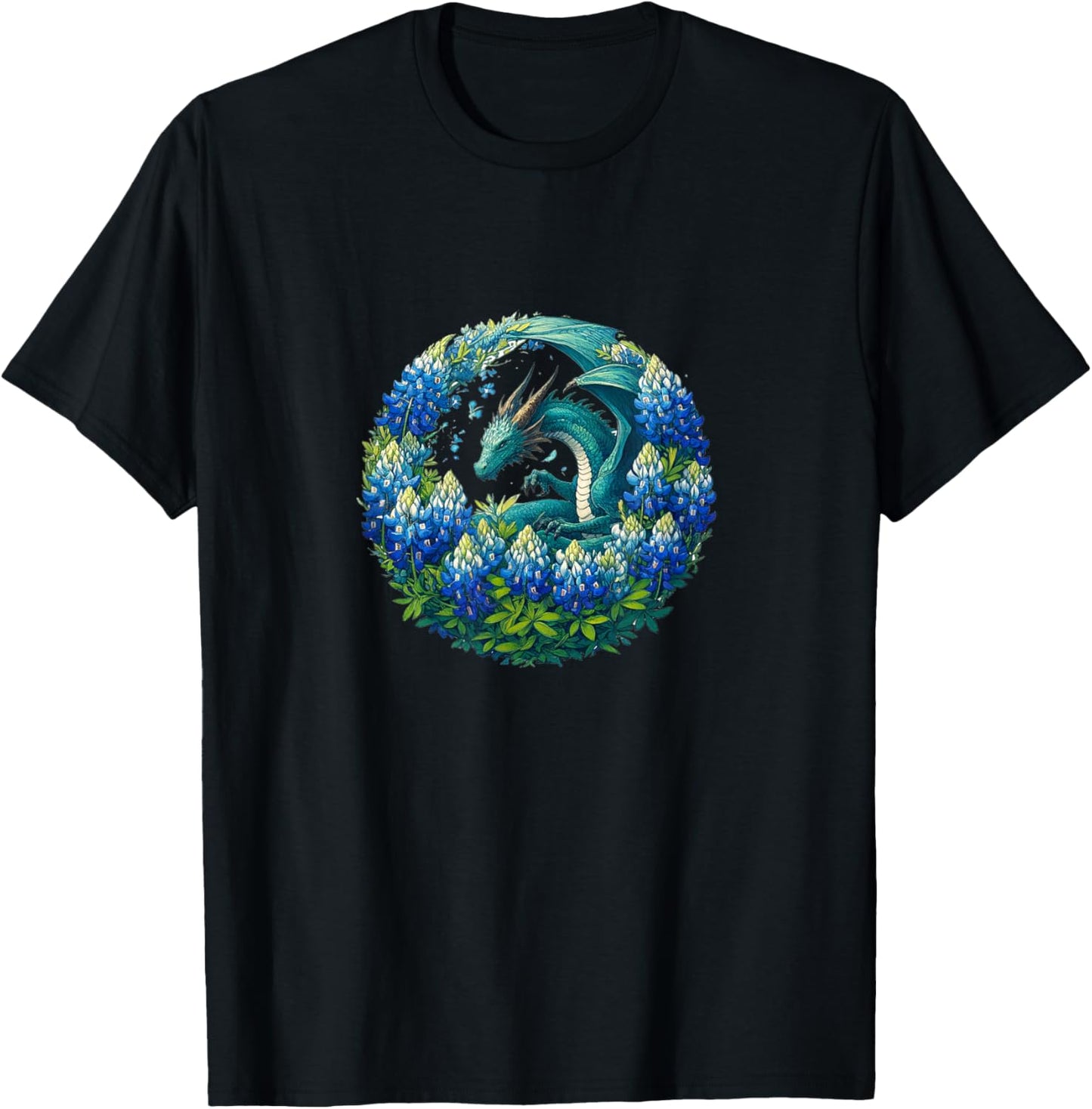 Texas Bluebonnets Dragon Blue Texan T-Shirt - T-Shirt | Black