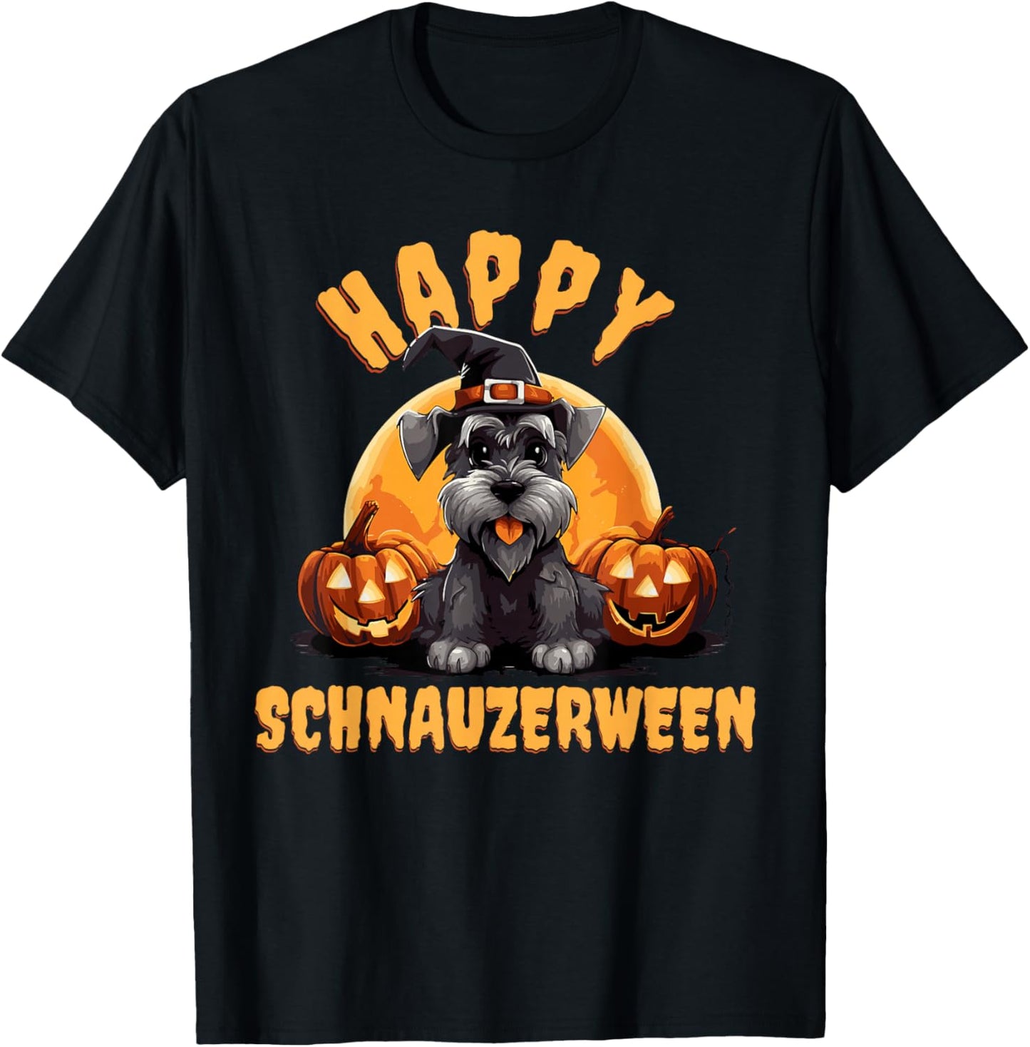 Happy Schnauzerween Schnauzer Halloween T-Shirt - T-Shirt | Black