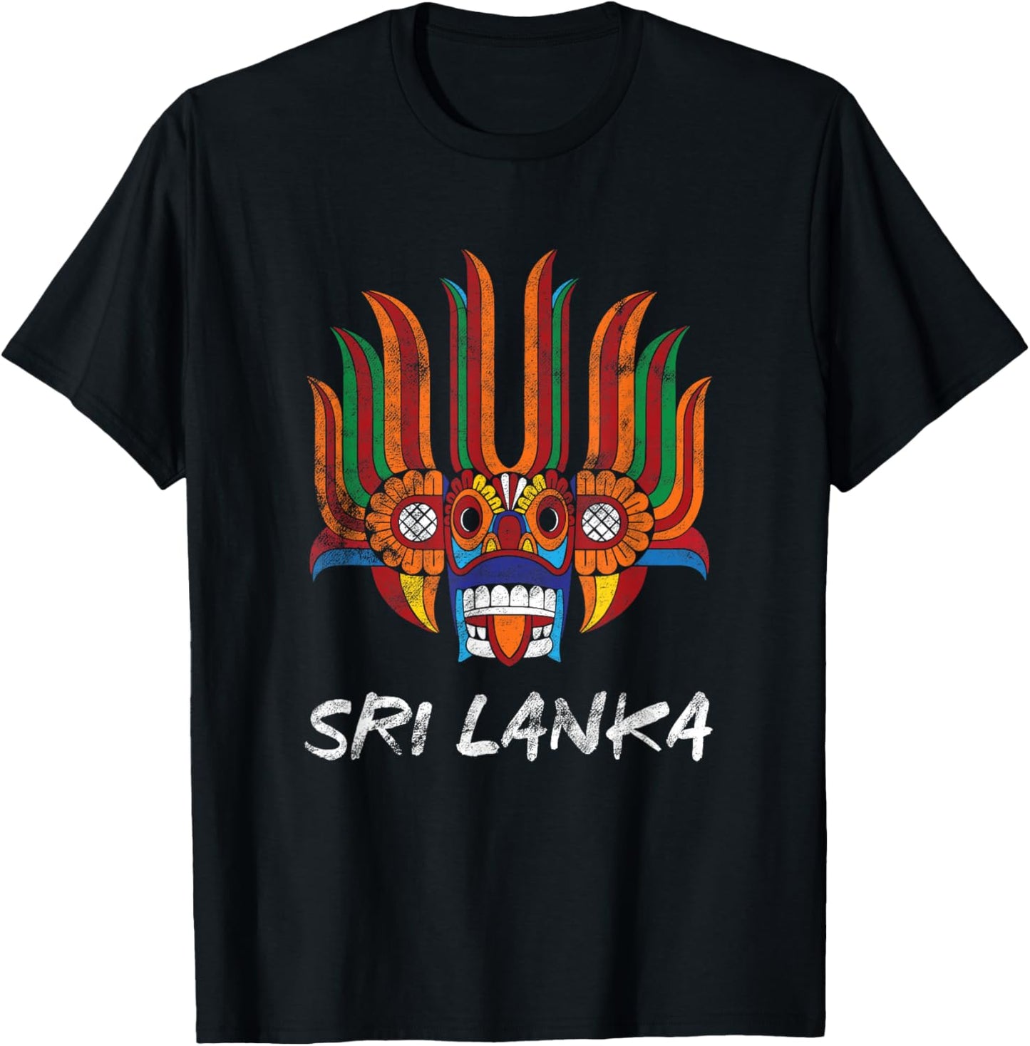 Sri Lanka Holiday Sri Lankan Tribal Festival Mask T-Shirt - T-Shirt | Black