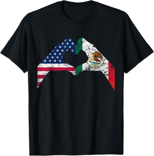 America Mexico Flag Vintage Mexican Roots American T-Shirt - T-Shirt | Black