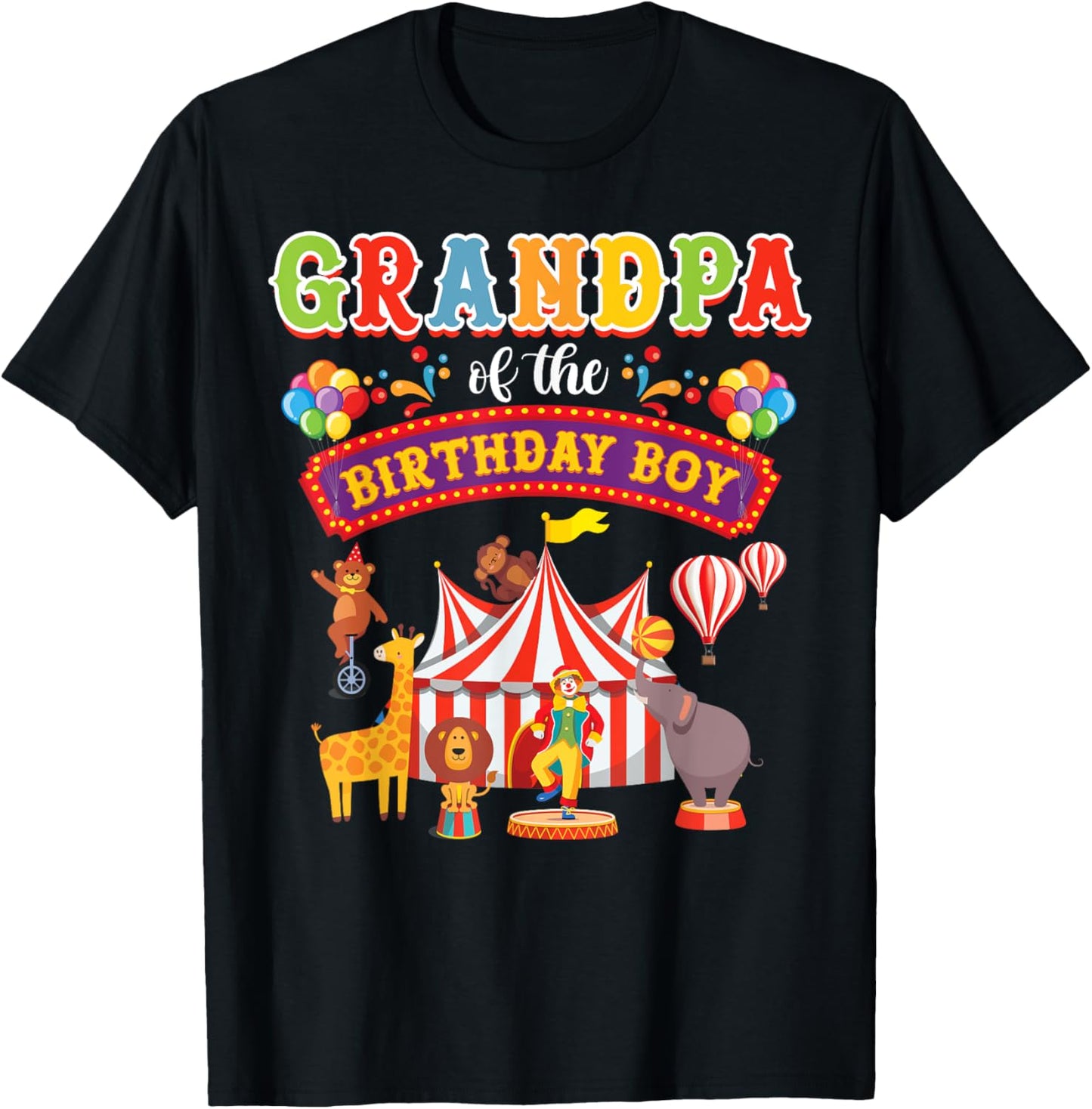 Grandpa Of The Birthday Boy Carnival Circus 1st Birthday T-Shirt - T-Shirt | Black