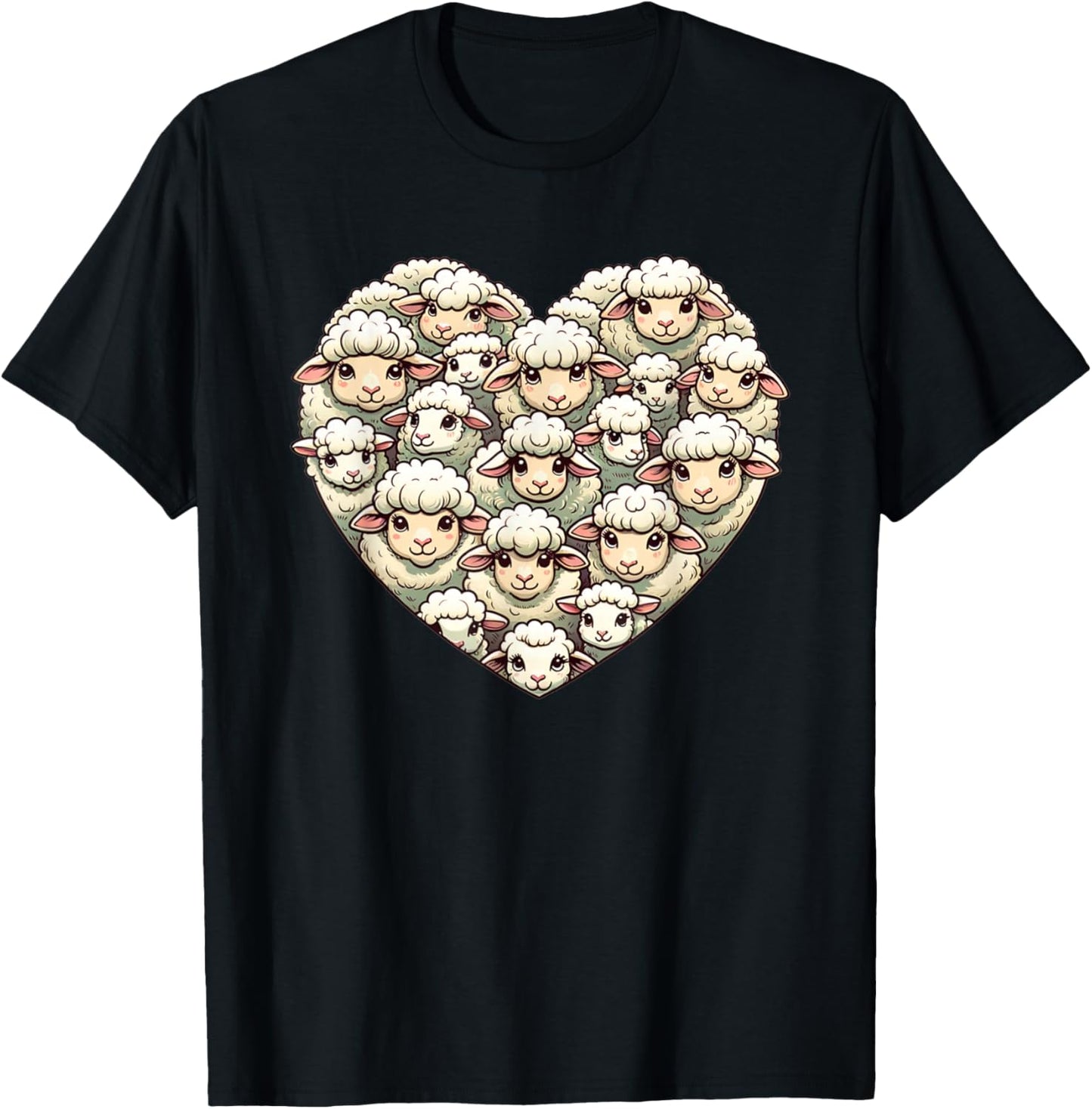 Lovely Sheeps Farm Animal Sheep Lover T-Shirt - T-Shirt | Black