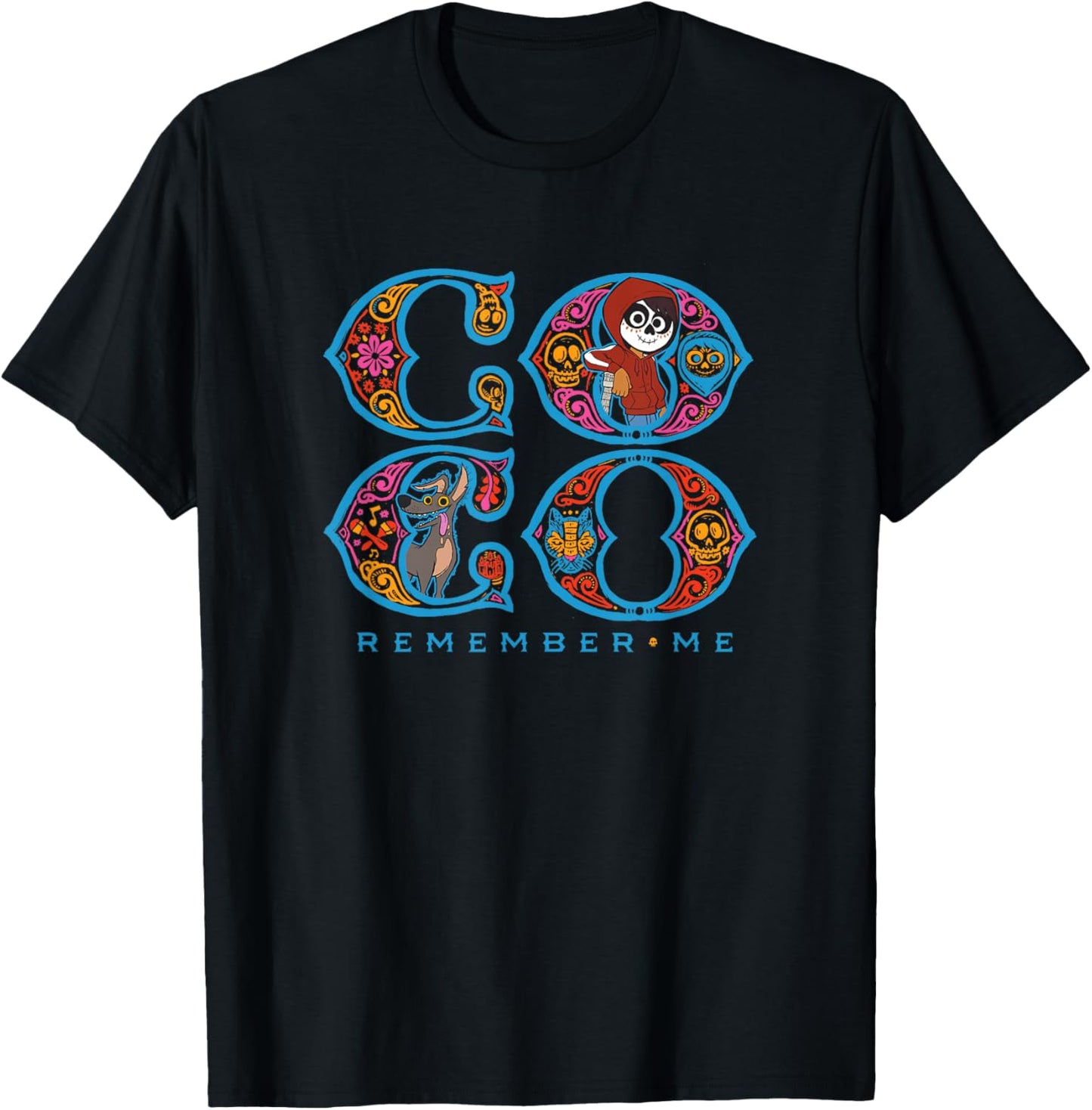 Disney Pixar Coco Miguel Dante Remember Me Chest Text Logo T-Shirt - T-Shirt | Black