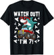 7 Years Old 7th Birthday Shark Boy Girl Monster Truck Gamer T-Shirt - T-Shirt | Black