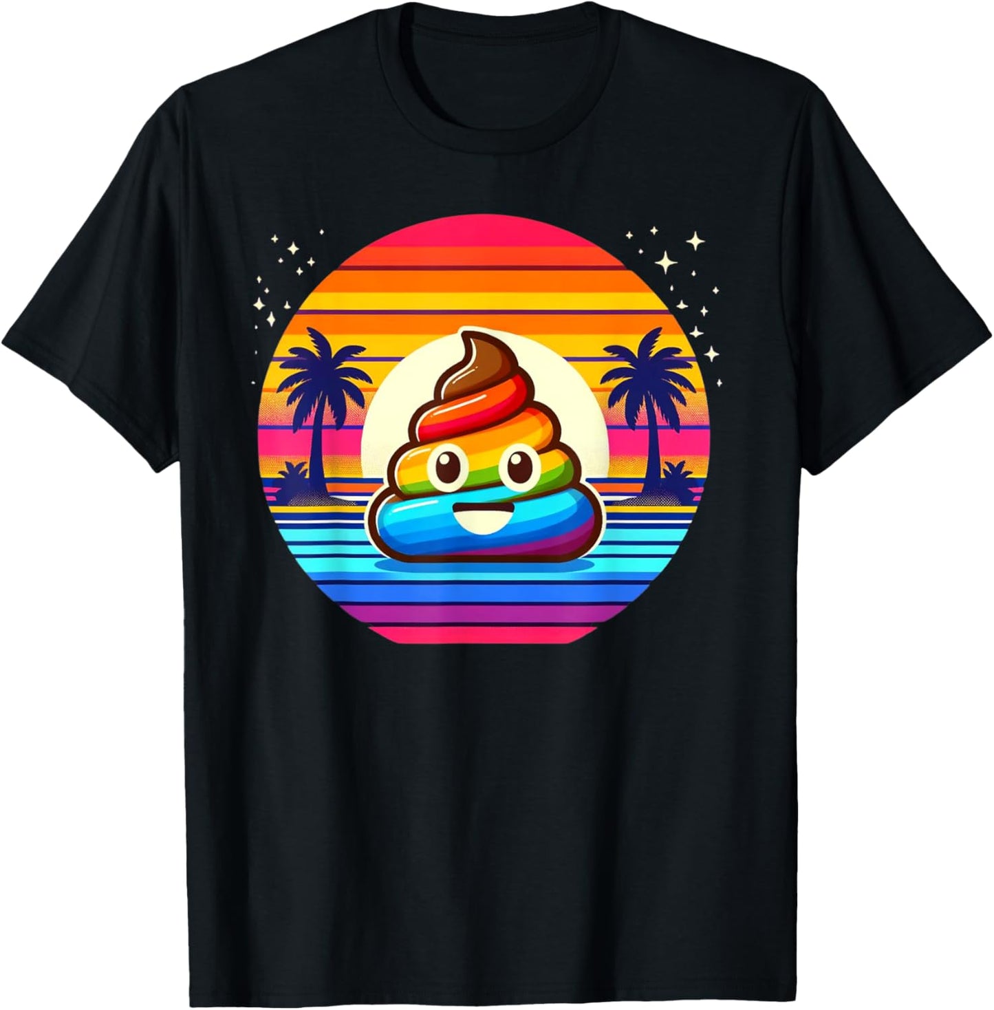 Rainbow POOP EMOTICON Unicorn party favors Poo for Kids T-Shirt - T-Shirt | Black