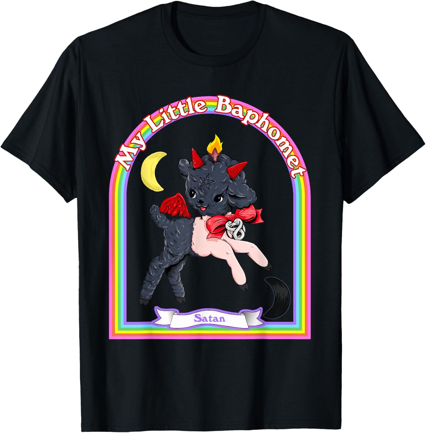 Baphomet Cute Satan Kawaii Retro Vintage Satanic Atheist T-Shirt - T-Shirt | Black