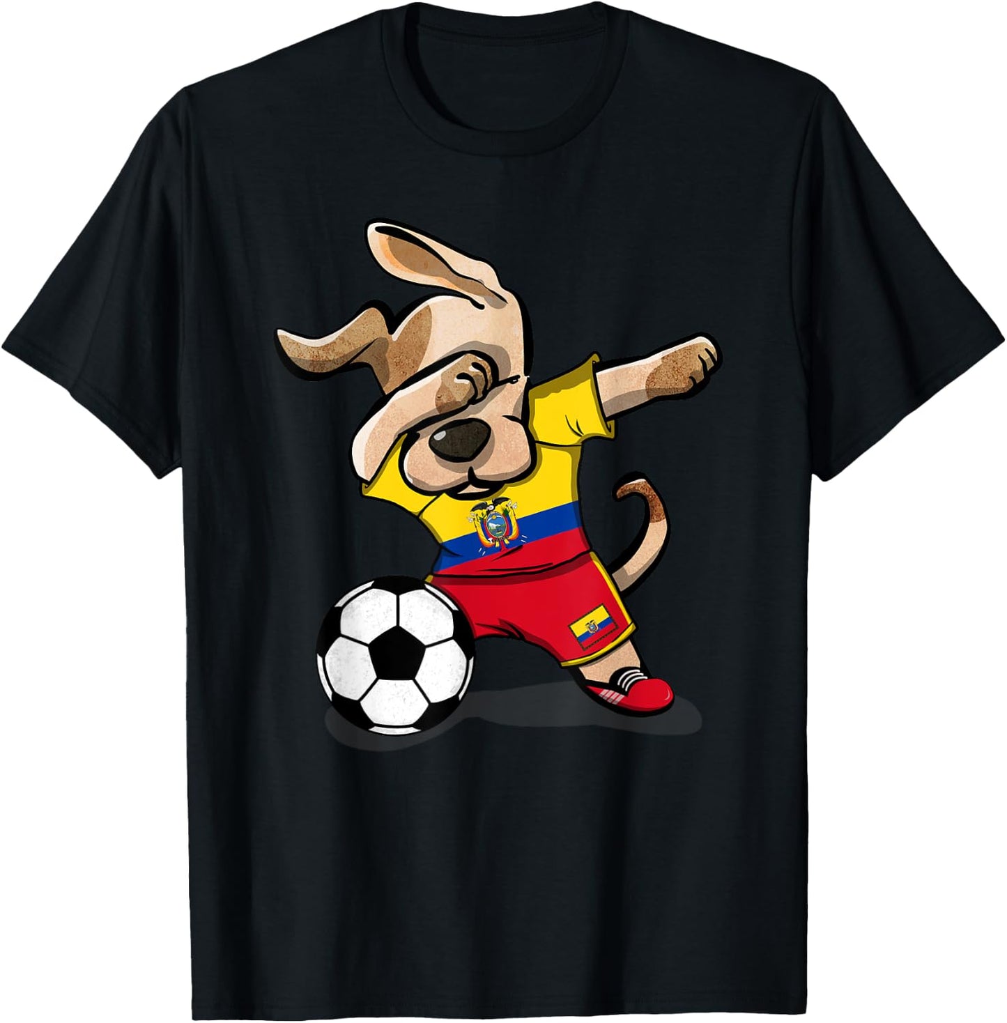 Dabbing Dog Ecuador Soccer Ecuadorean Flag Football Lovers Women Girls Kids T-Shirt - T-Shirt | Black