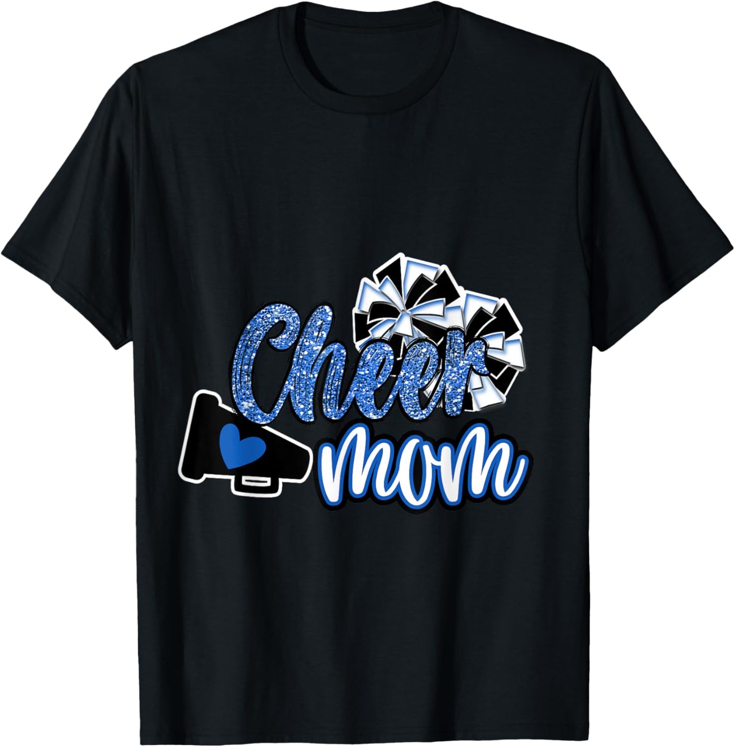 Cheer Mom Shirt, Megaphone Blue Leopard Cheetah Print T-Shirt - T-Shirt | Black