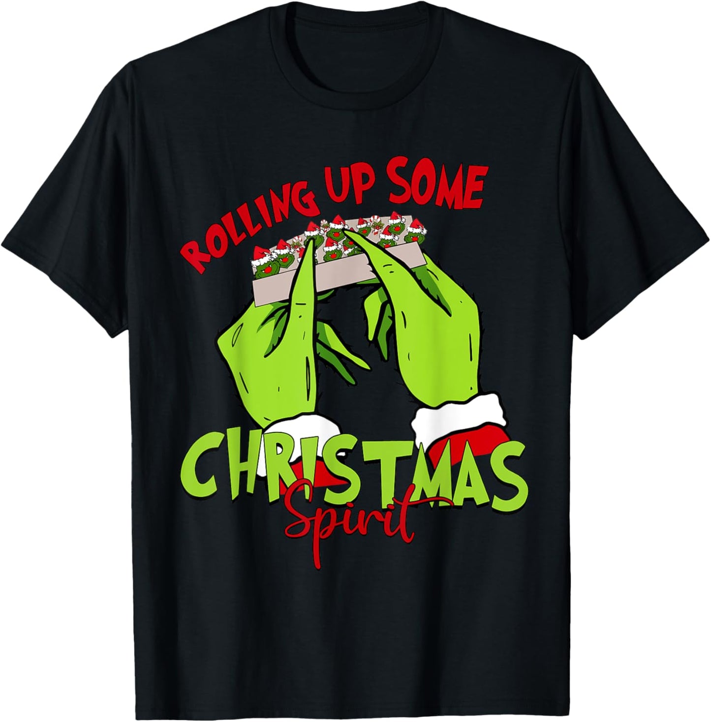 Rolling Up Some Christmas Spirit Xmas Santa Pajamas Holiday T-Shirt - T-Shirt | Black