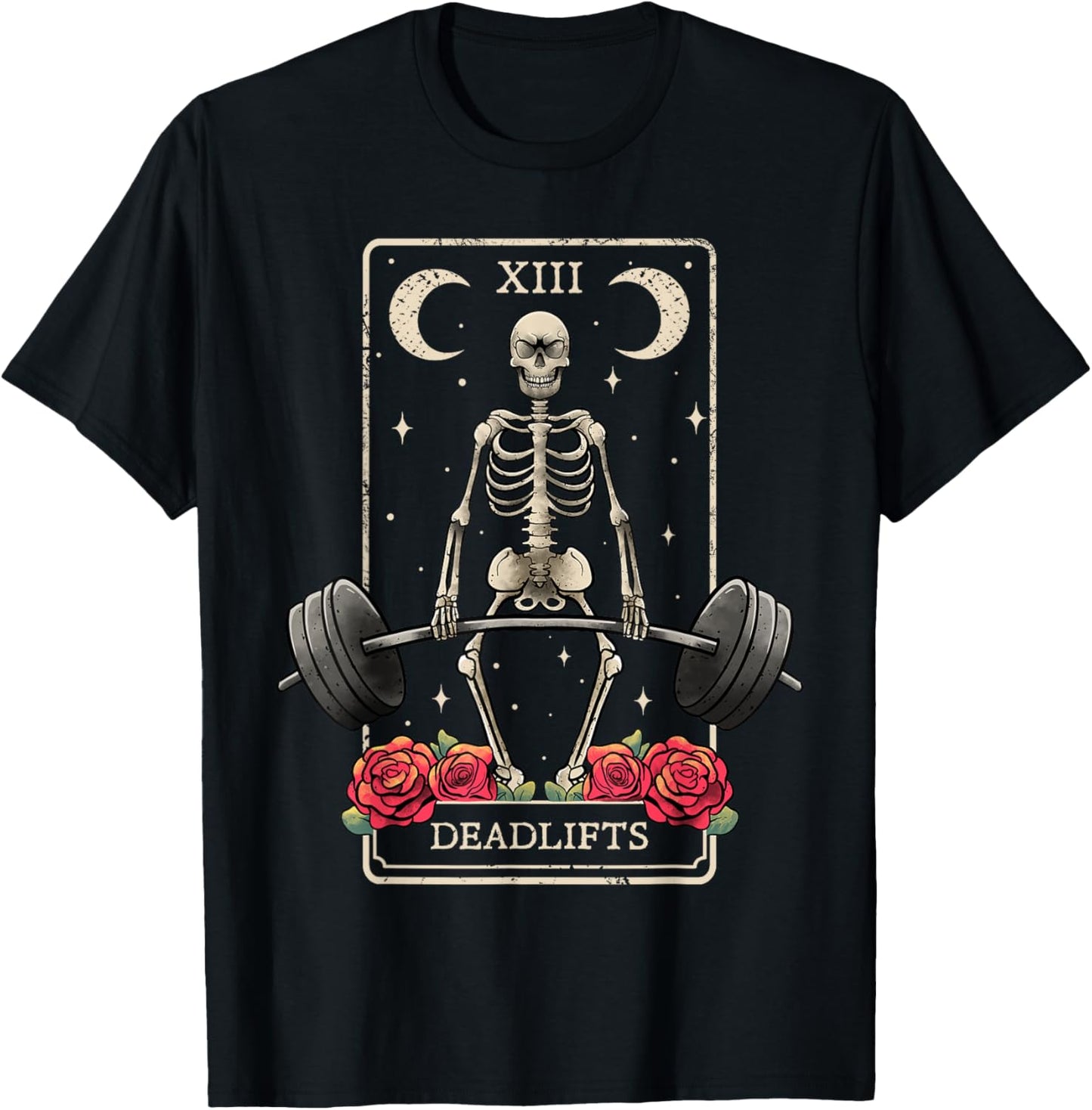 Deadlifts Tarot Card Occult Workout Esoteric Gothic Goth Gym T-Shirt - T-Shirt | Black