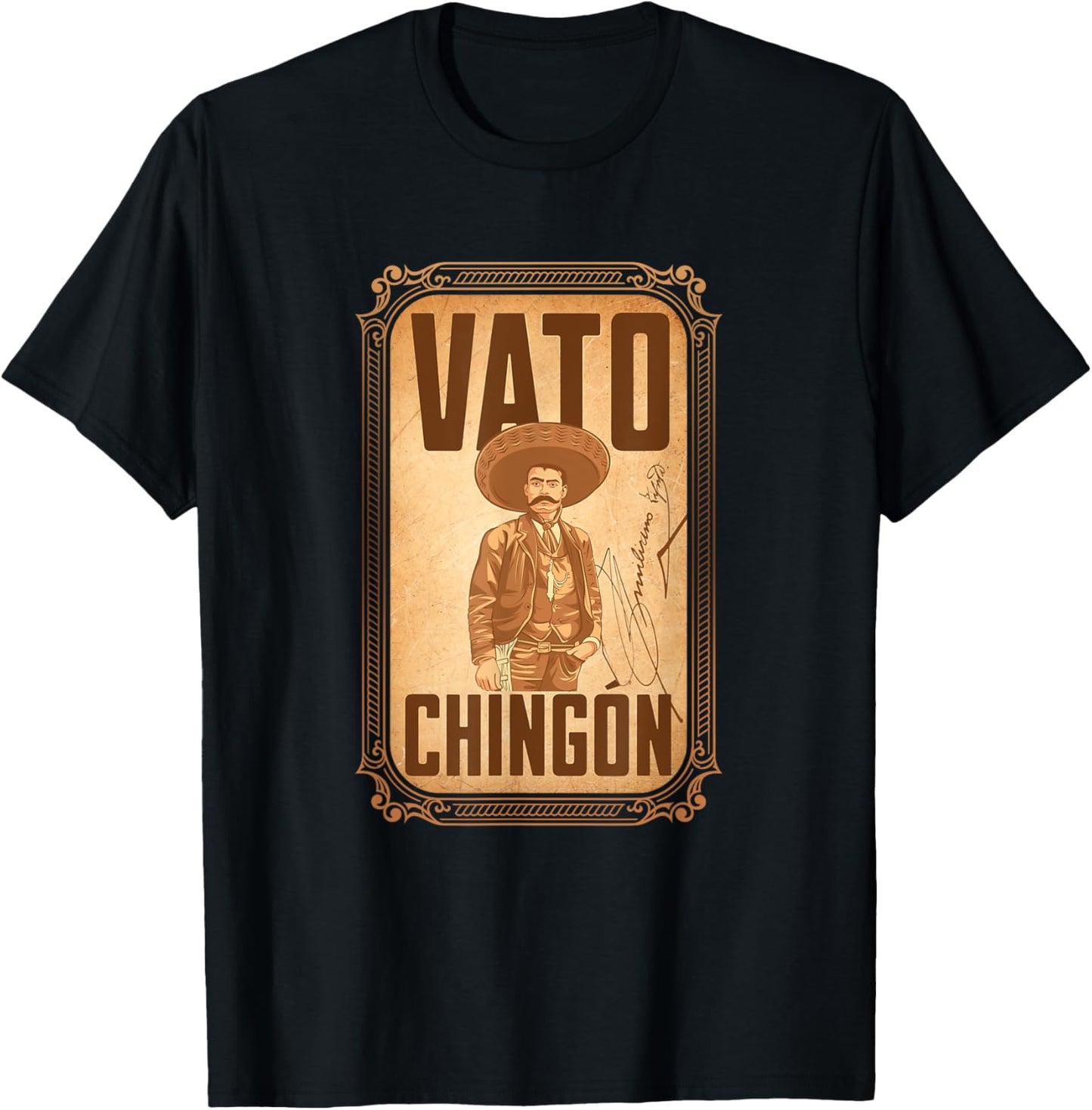 Vato Chingón. Emiliano Zapata portrait T-Shirt - T-Shirt | Black