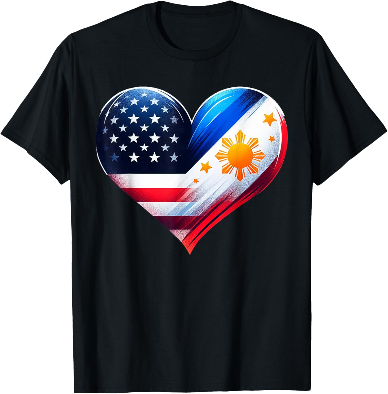 Philippines Flag Proud Filipino Wife Heart Philippines USA T-Shirt - T-Shirt | Black