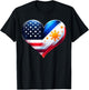 Philippines Flag Proud Filipino Wife Heart Philippines USA T-Shirt - T-Shirt | Black
