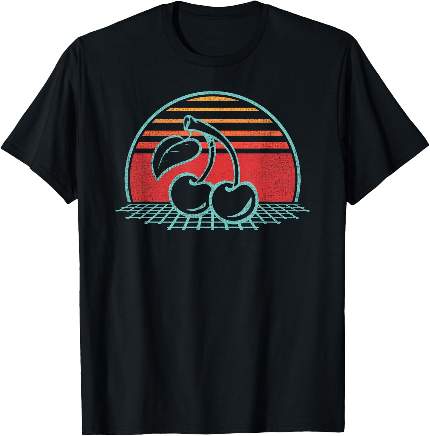 Cherry Retro Cherries Vintage 80s Style Gift T-Shirt - T-Shirt | Black