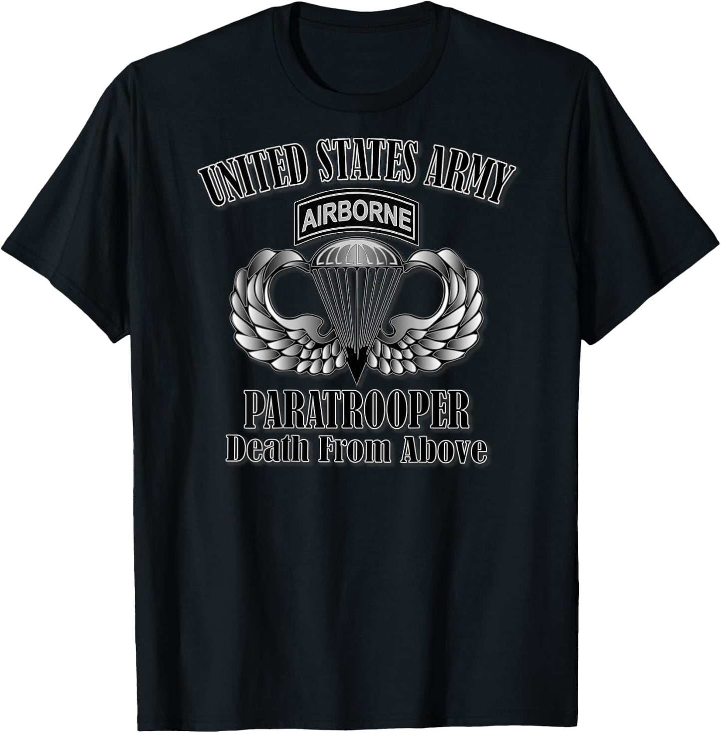 U.S. Army Paratrooper- Death From Above (Back Design) T-Shirt - T-Shirt | Black