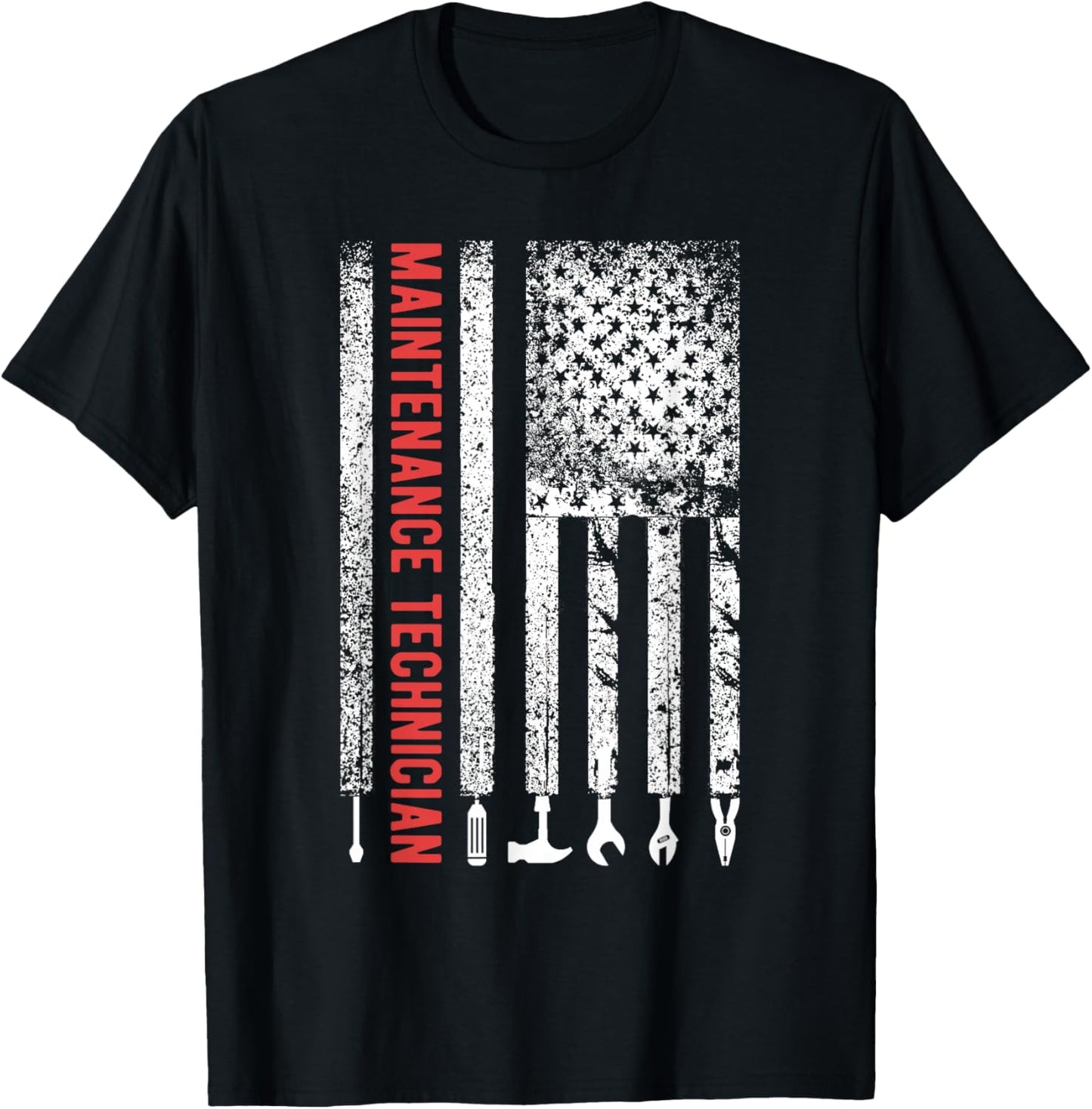 Maintenance Technician American Flag Maintenance Tech T-Shirt - T-Shirt | Black