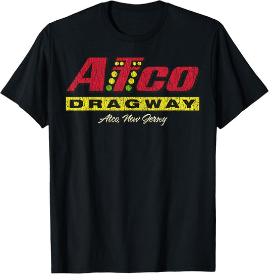 Vintage Drag Racing Retro Christmas Tree Dragway Xmas T-Shirt - T-Shirt | Black