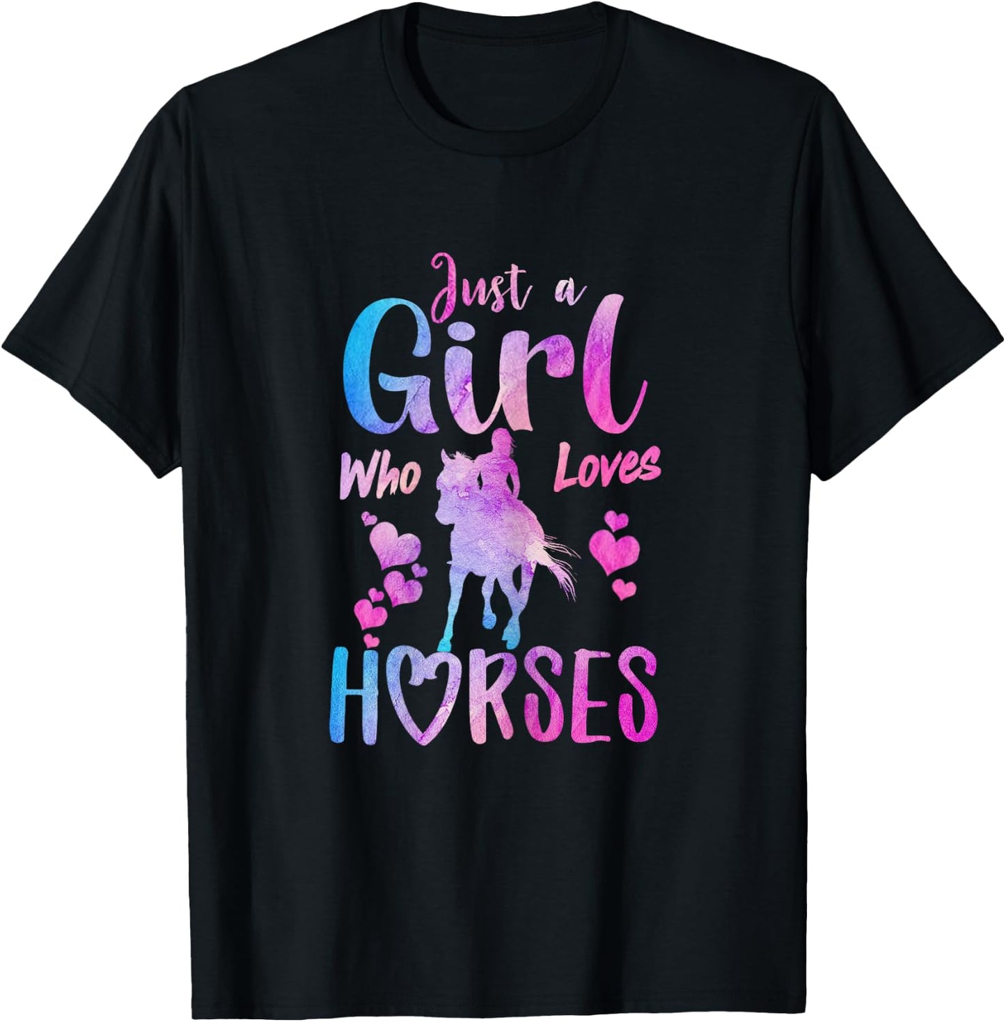 Just A Girl Who Loves Horses Riding Cute Horse Girls Women T-Shirt - T-Shirt | Black