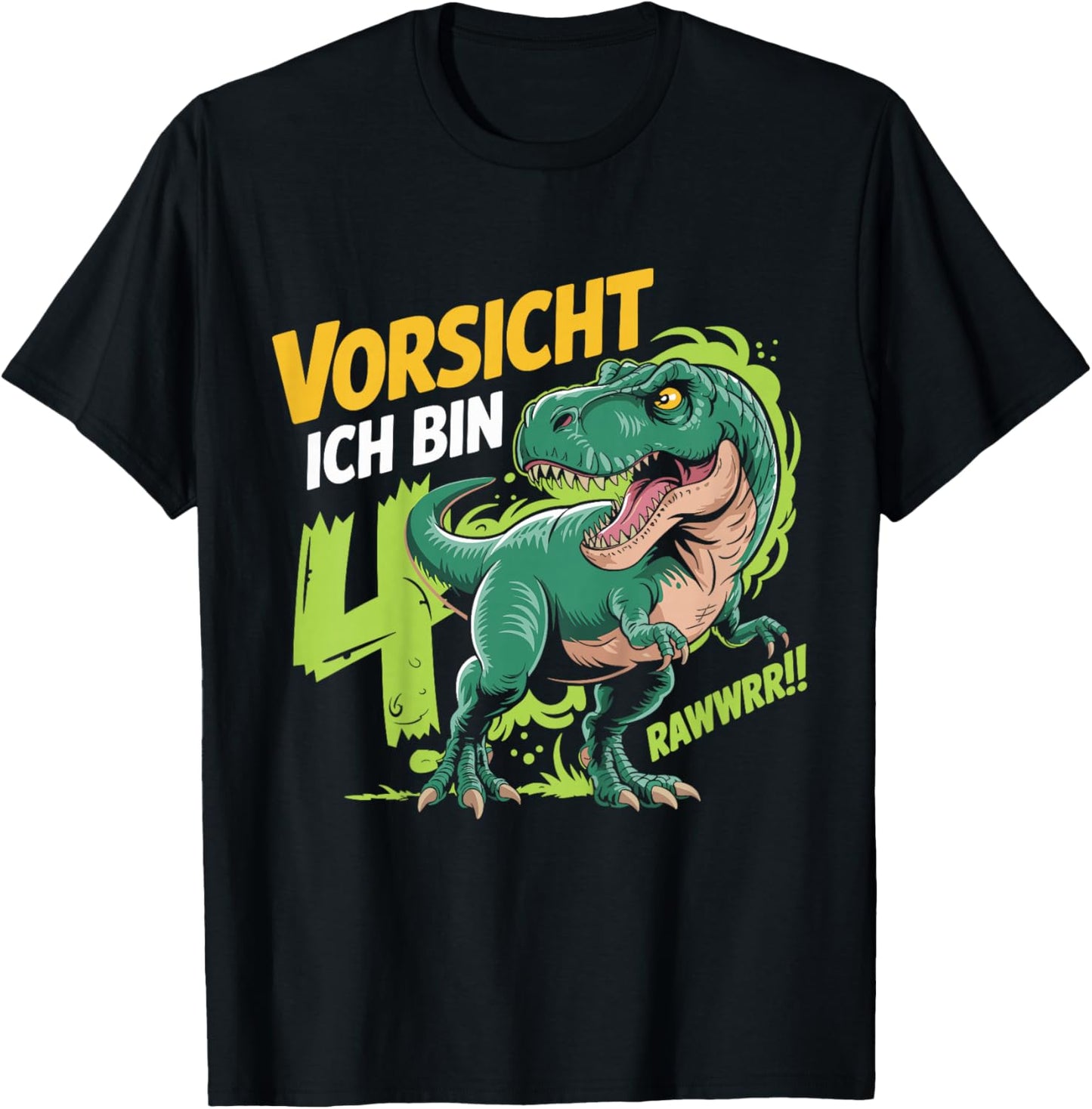 Kinder Dinosaurier 4 Geburtstag Deko ich bin 4 Dino Jungen 4 Jahre T-Shirt - T-Shirt | Black