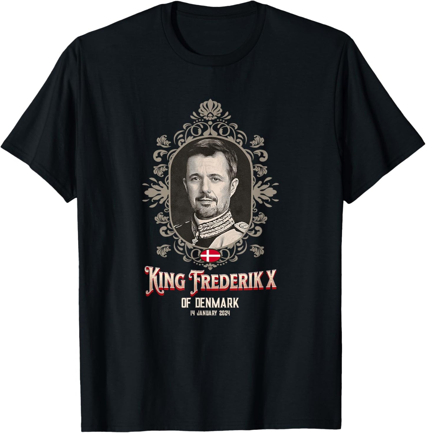 Denmark's King Frederik X Proclamation Souvenir T-Shirt - T-Shirt | Black