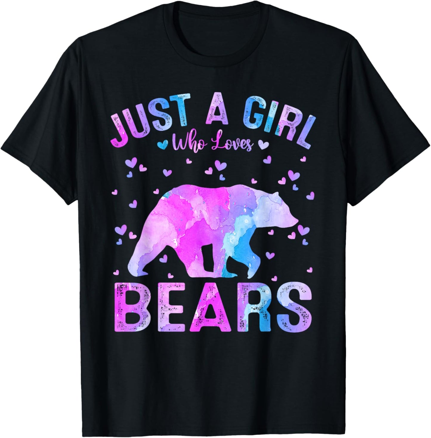 Colorful Just A Girl Who Loves Bears Women Girls T-Shirt - T-Shirt | Black