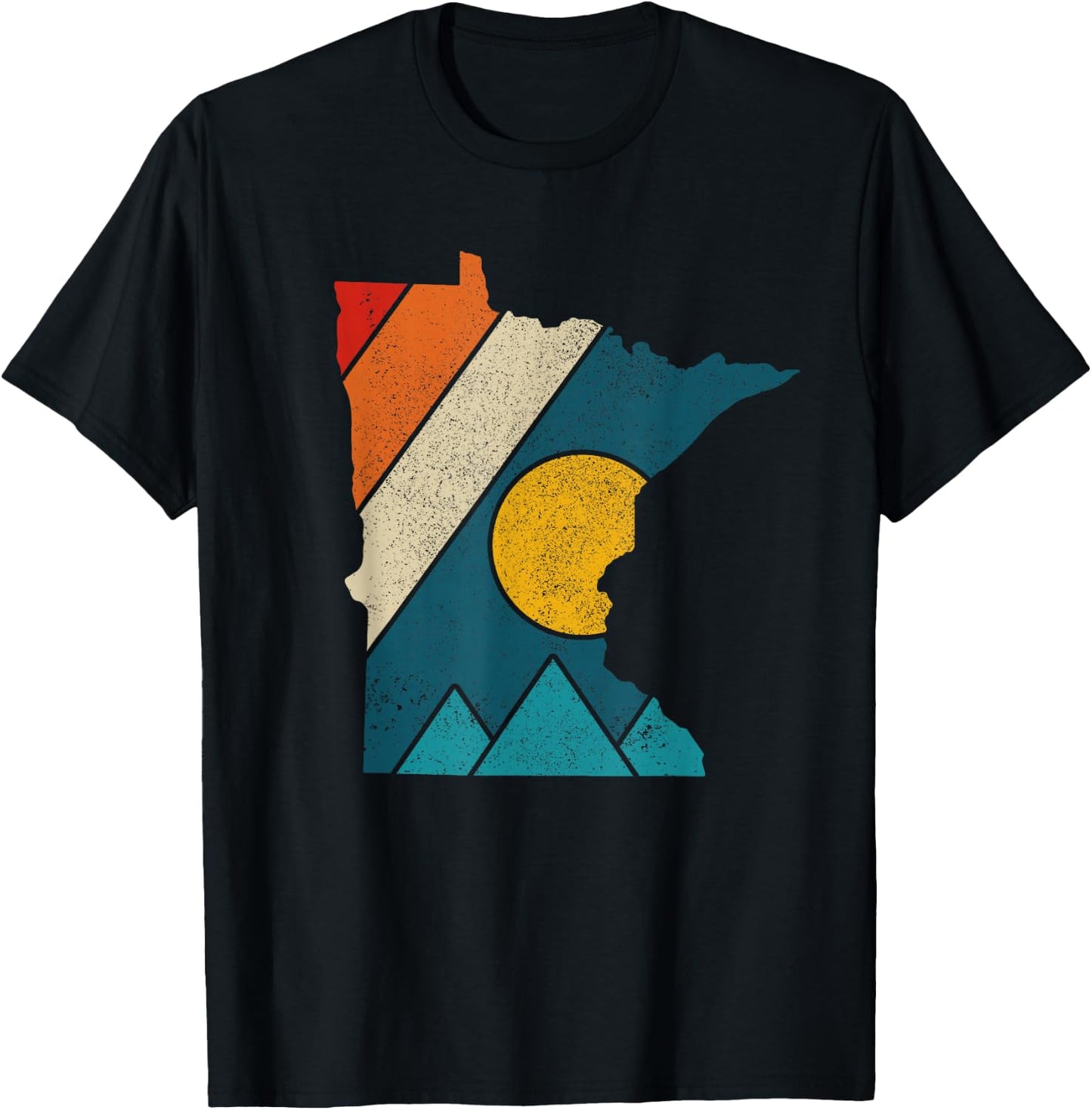 Minnesota Vintage State Map Mountains Hiking Pride Gift T-Shirt - T-Shirt | Black