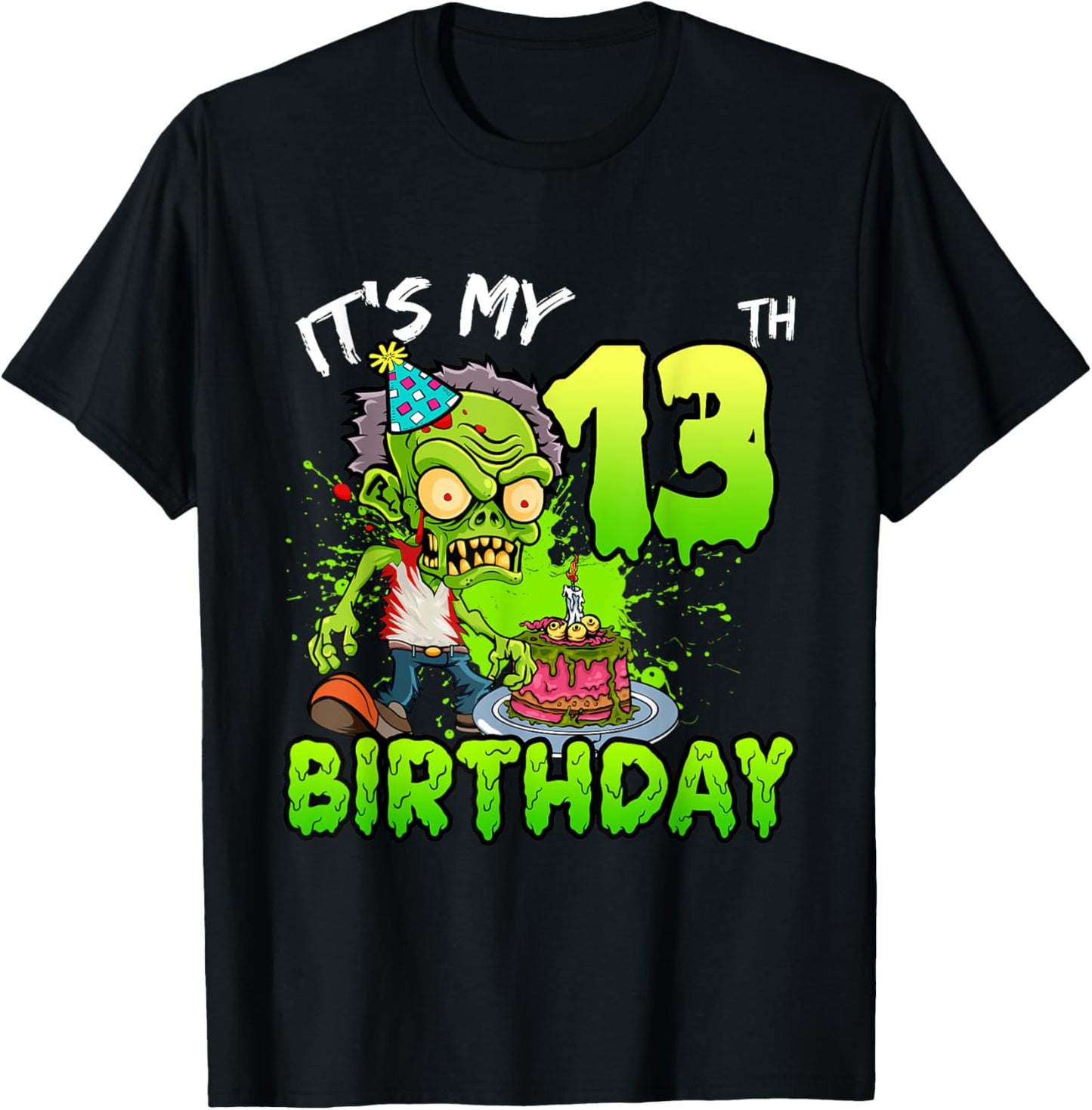 It's My 13th Birthday Zombie Lover 13 Year Old Boys Girls T-Shirt - T-Shirt | Black