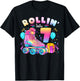 7th Birthday Girl 7 Years Roller Skates Number 7 T-Shirt - T-Shirt | Black
