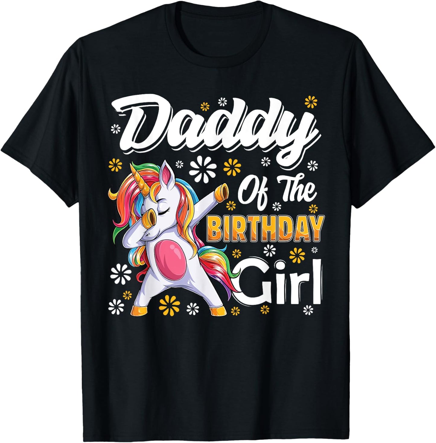 awesome dabbing unicorn birthday Daddy Family Matching T-Shirt - T-Shirt | Black