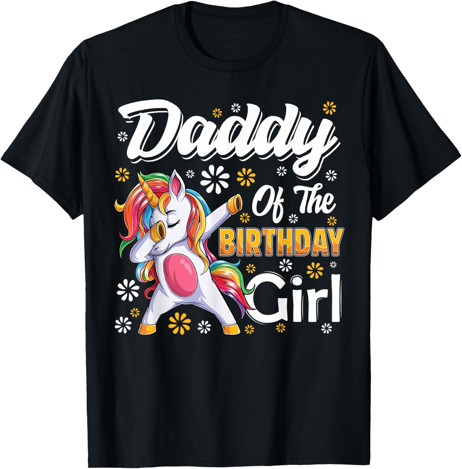 awesome dabbing unicorn birthday Daddy Family Matching T-Shirt - T-Shirt | Black