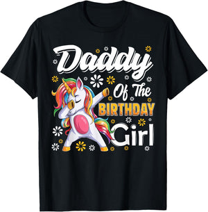 awesome dabbing unicorn birthday Daddy Family Matching T-Shirt - T-Shirt | Black