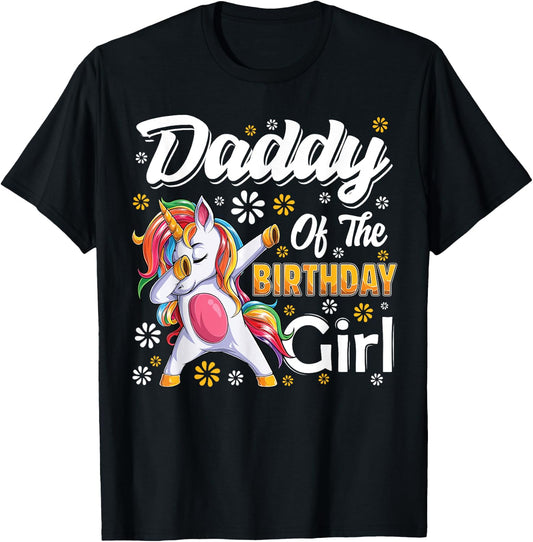 awesome dabbing unicorn birthday Daddy Family Matching T-Shirt - T-Shirt | Black
