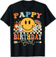 Pappy Of The Birthday Girl Groovy Retro Vintage T-Shirt - T-Shirt | Black