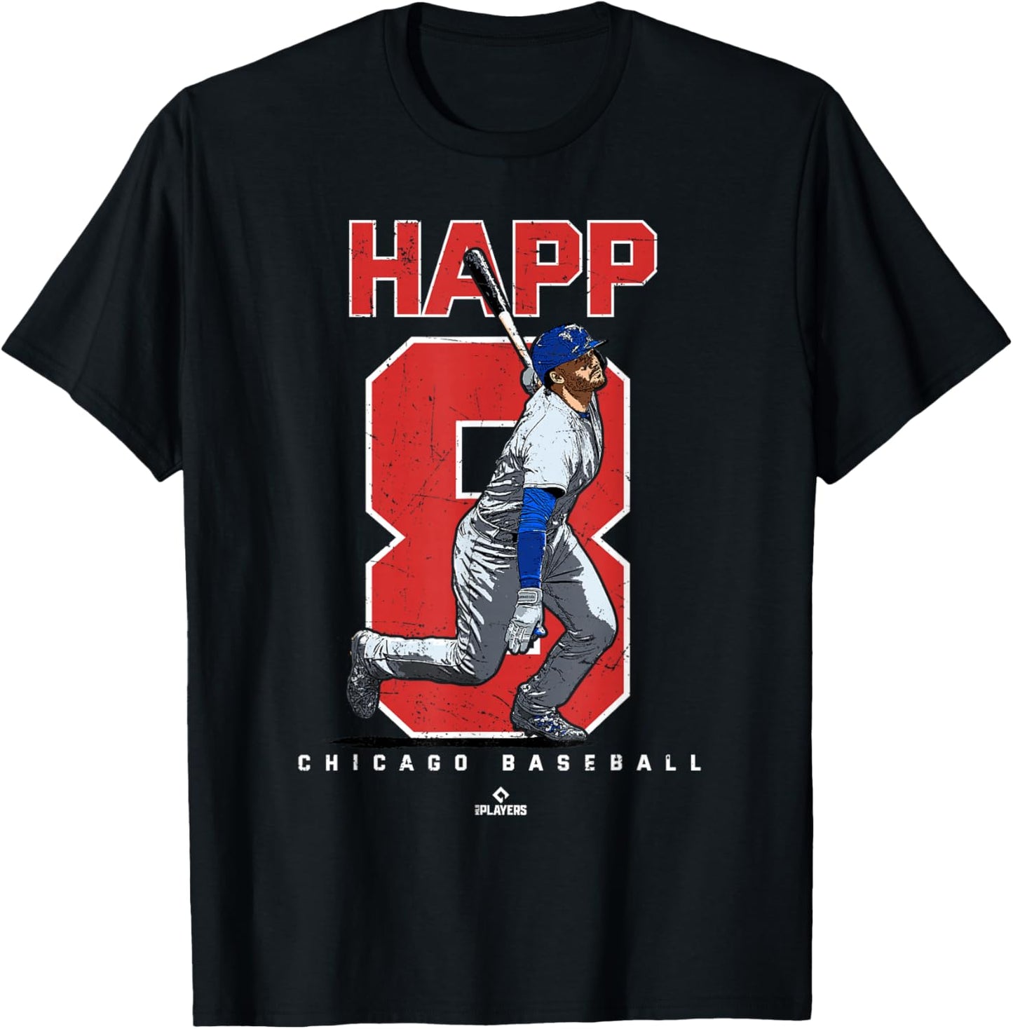 Number and Portrait Ian Happ Chicago MLBPA T-Shirt - T-Shirt | Black