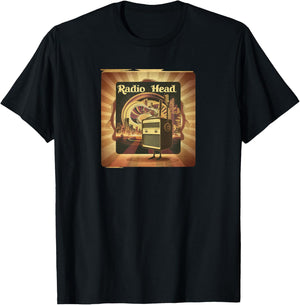 Retro Vintage Radio Head T-Shirt - T-Shirt | Black