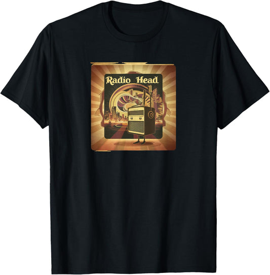 Retro Vintage Radio Head T-Shirt - T-Shirt | Black